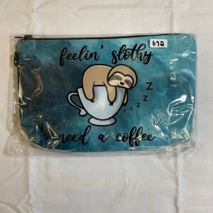 The Pouch Cosmetic Bag Unisex OS Teal NWT Sloth Coffee Tie Dye Zipper Pouch